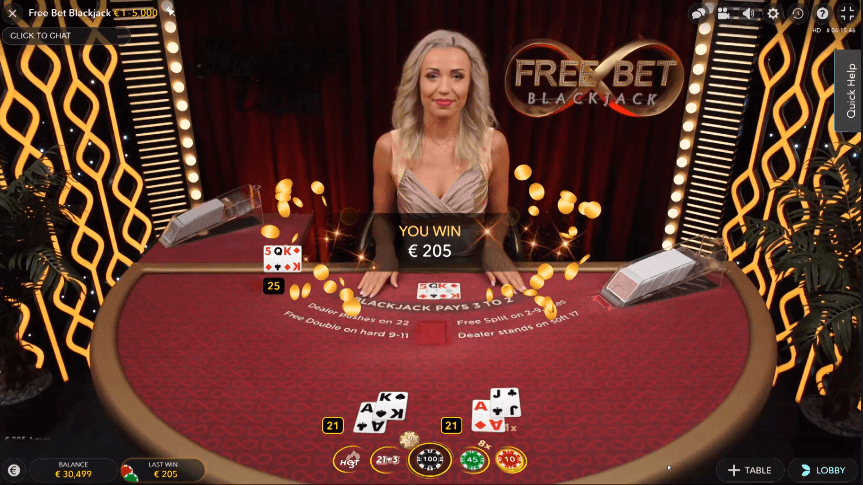 Free Bet Blackjack (Evolution Gaming) Image 2